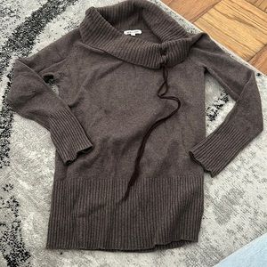 Brown cowl neck long cashmere tunic